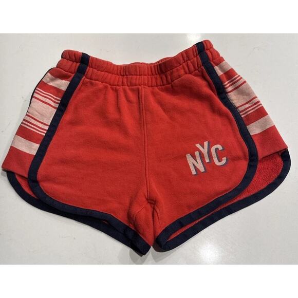 Mother Denim Women’s Size XS The Triple Running Mate Pull On Shorts Red Navy - Picture 1 of 9